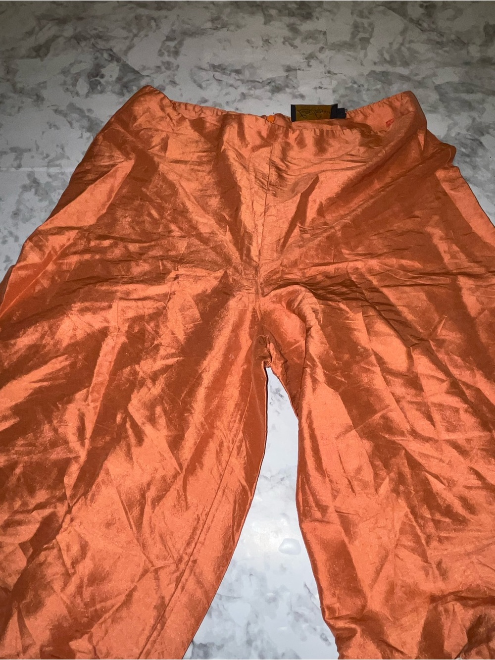 Luisa Spagnoli Rust-Orange silk wide fit beaded embroidered pants